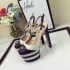 G Leather Platform Pump white and blue